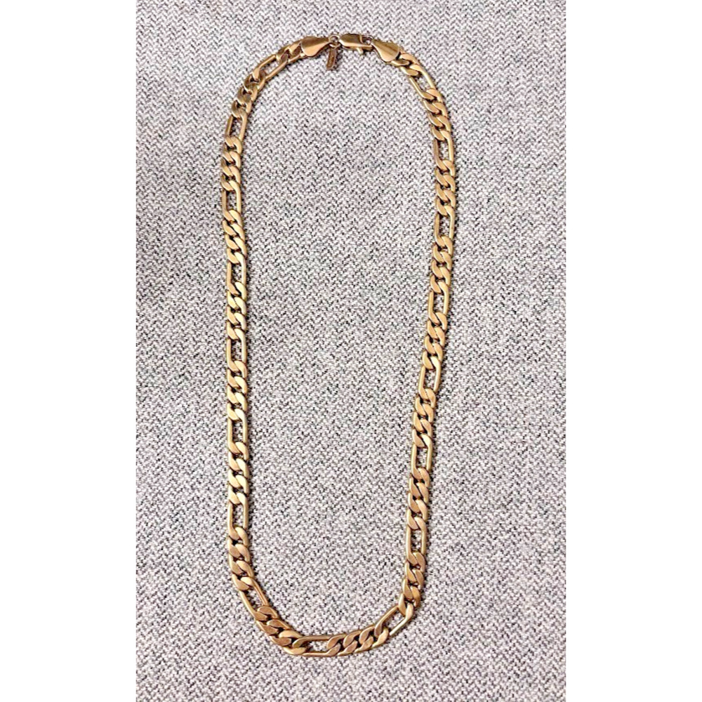 Vintage 24K GB Gold Bonded Figaro Chain Link Necklace Unisex 20" - Picture 6 of 6